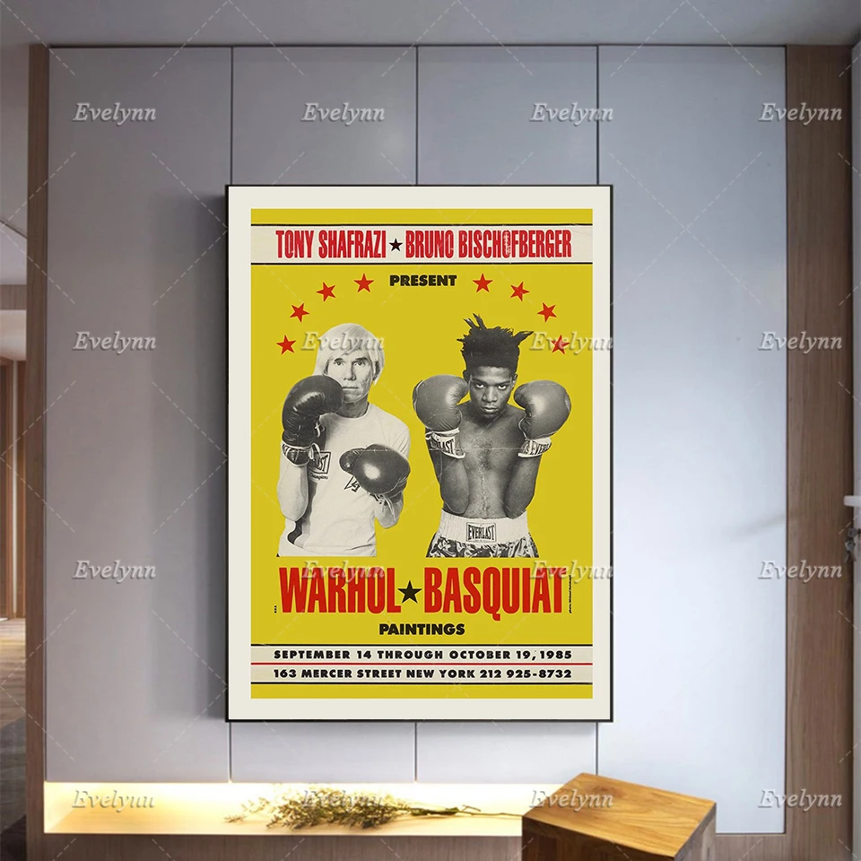 

Andy Warhol & Jean-Michel Basquiat Tony Shafrazi New York 1985 Exhibition Original Vintage Poster,Modern Home Decor Prints