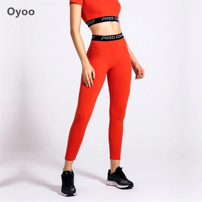 Леггинсы Oyoo для тренажерного зала с высокой талией и надписью оранжевые штаны