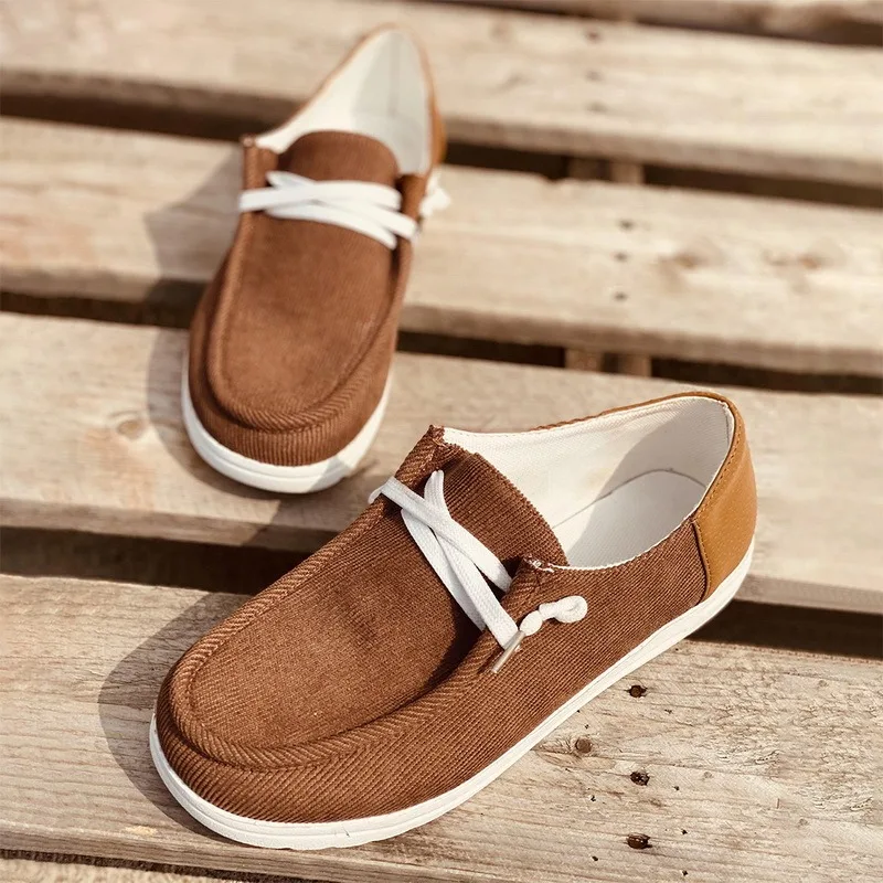 

Women Flats One-foot Loafers Ladies Elegant Canvas Shoes Woman Autumn Slip On Casual Women's Shoes Korean Single shoes