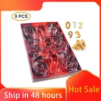 9pcspack numbers cookie cutters stainless steel jelly fondant decoration mold biscuit cutter set tools kitchen baking