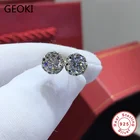Geoki класса люкс 925 стерлингового серебра прекрасный цветок Cut 0,5 Ct D Цвет VVS1 серьги-гвоздики с муассанитом серьги женские элегантные свадебные украшения