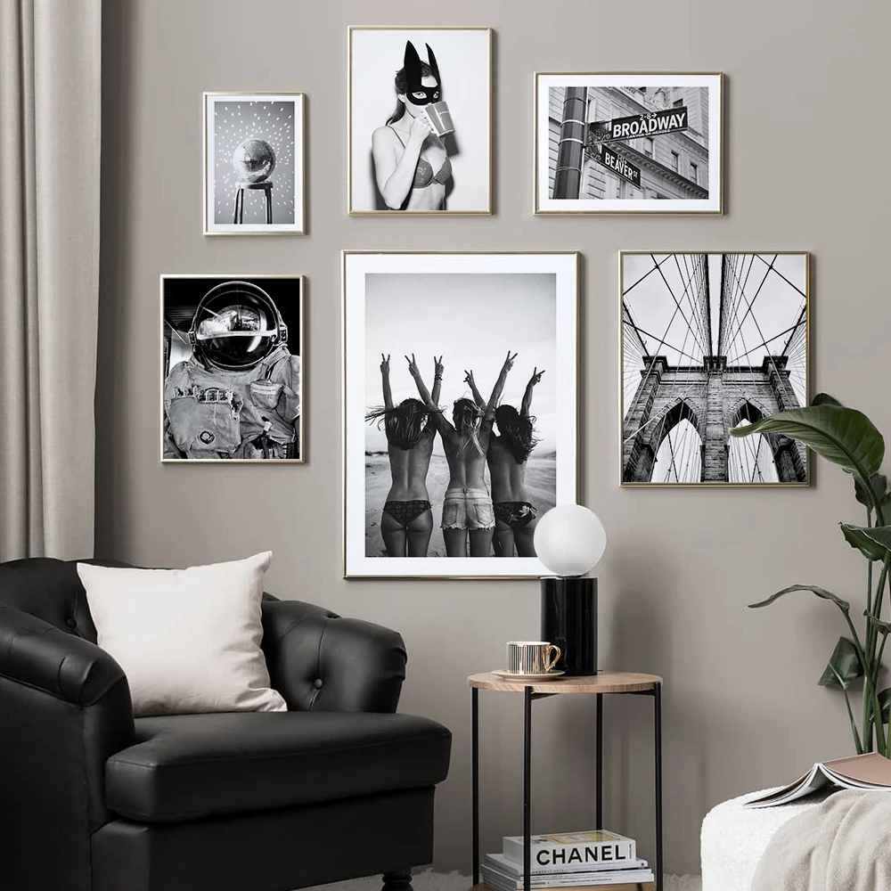 Черно белые Бродвейский Арт плакат с изображением космонавта купальник для