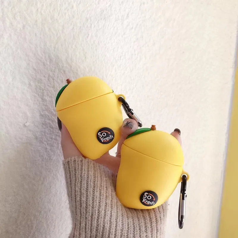 Для AirPods чехол 3D милый фруктовый манго наушники s для Apple Airpods 2 защитный с