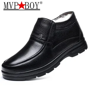 Мужские кожаные ботинки, черные или коричневые теплые рабочие ботинки из искусственной кожи, с хлопковой подкладкой, на зиму, 2019