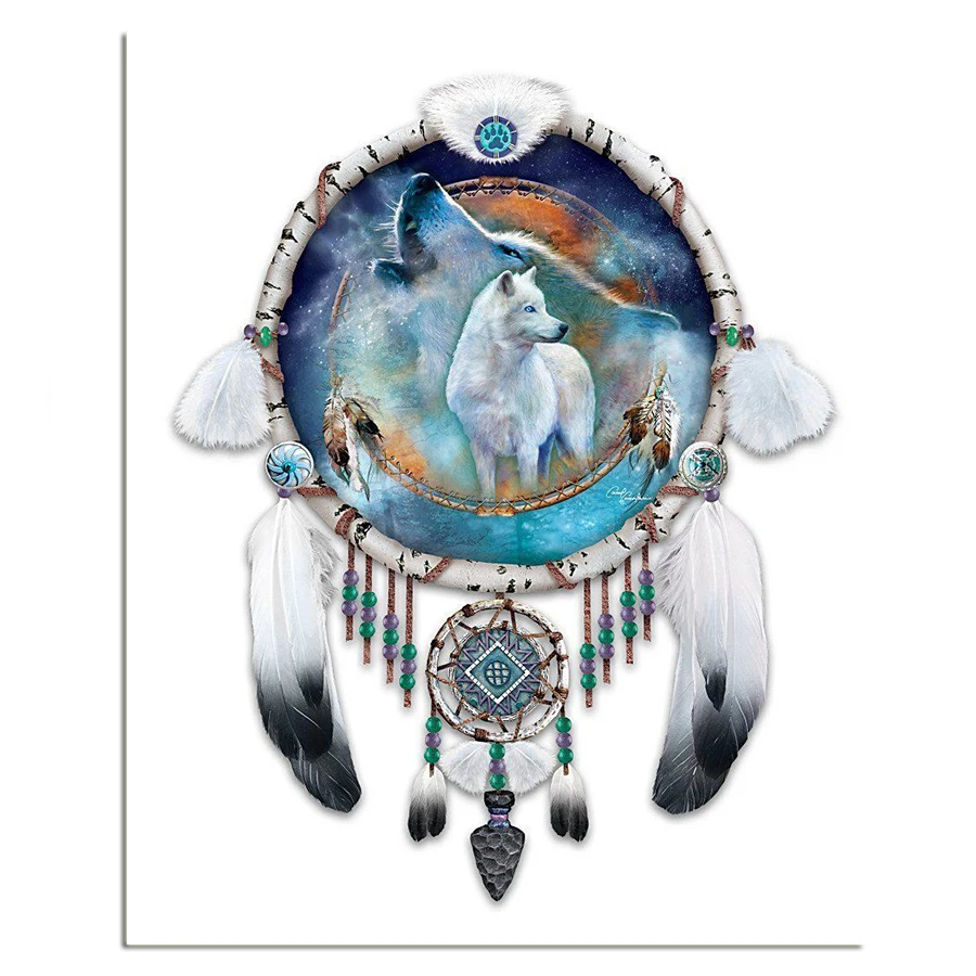 

wolf dream catchers Full Diamond Painting Cross Stitch 5D DIY Needleworks Resin Diamond Embroidery Mosaic Handicraft Gift