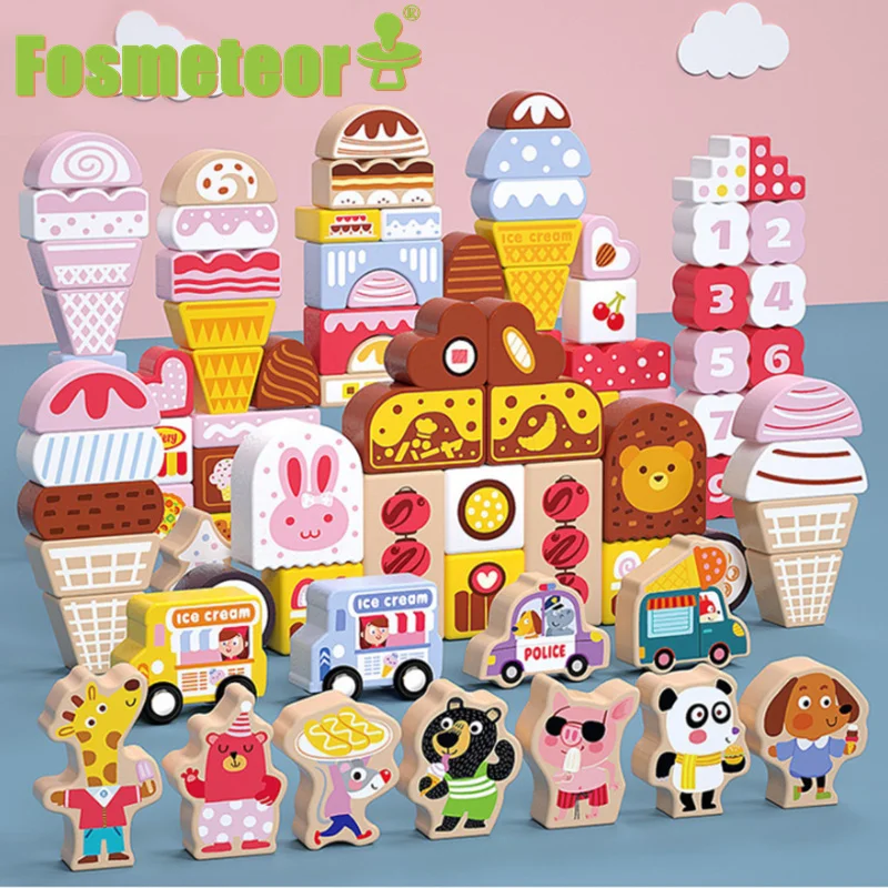 

Новые деревянные строительные блоки Fosmeteor в виде животных, высокий Штабелируемый баланс лодки, Ранняя Развивающая игра, детская игрушка Мон...