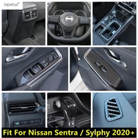 steering wheel gear panel air ac vent window lift decor cover trim carbon fiber accessories for nissan sentra sylphy 2020 2022