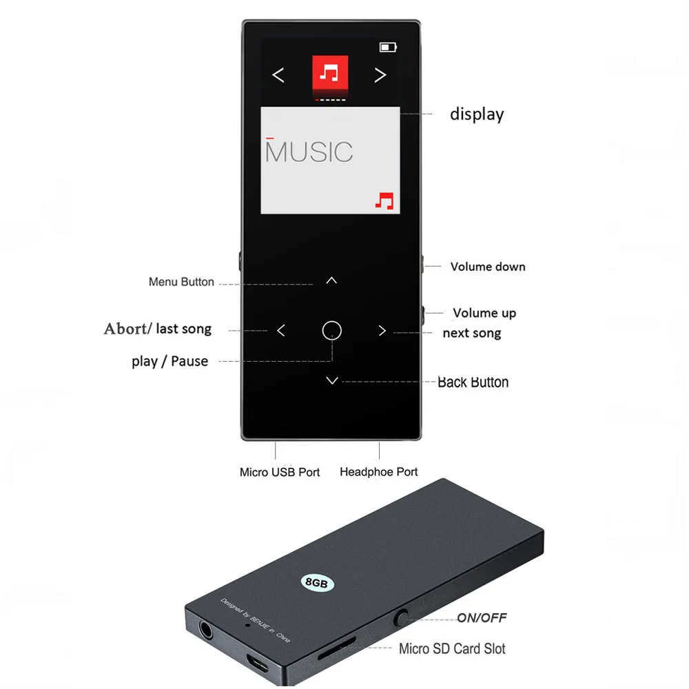 Оригинальный спортивный MP3 плеер BENJIE K8 с сенсорными клавишами 8G Bluetooth OLED анти пот