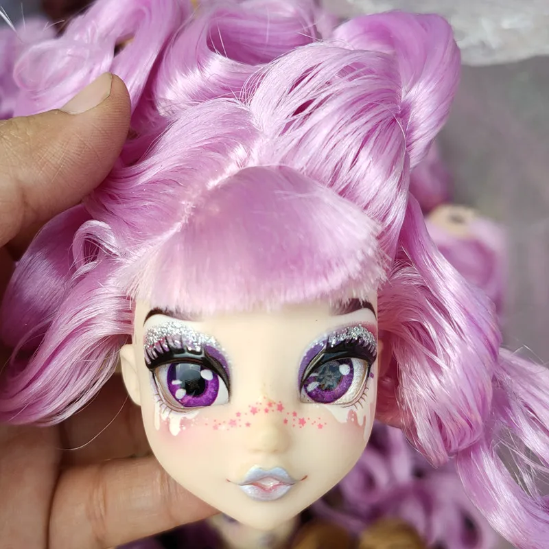 Блестящие очки милые кукольные головы красочные волосы части кукол белые