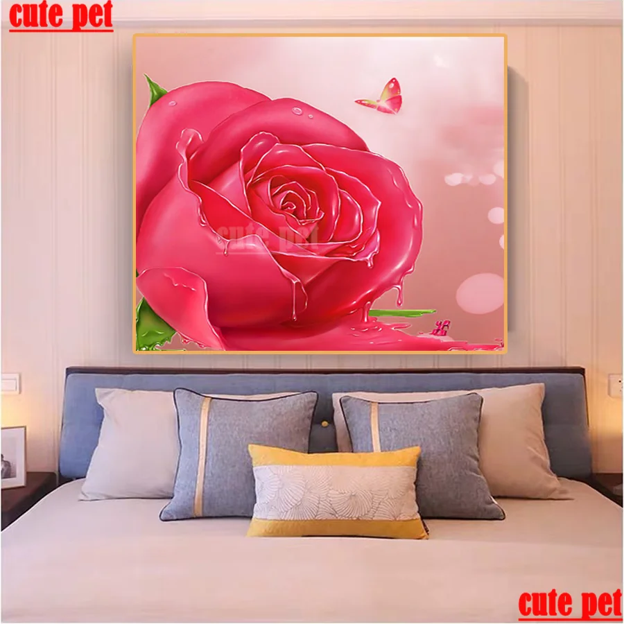 

New Diamond painting Roses and butterflies cross stitch 3d puzzle Diy Diamond 5D Embroidery Square mosaic full Drill home decor