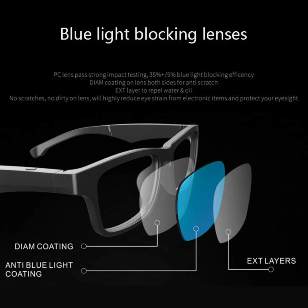 저렴한 신제품 블루투스 스마트 안경, 지능형 선글라스, K1 무선 블루투스 전화, 오디오 오픈 이어 블루 라이트 렌즈, 2020