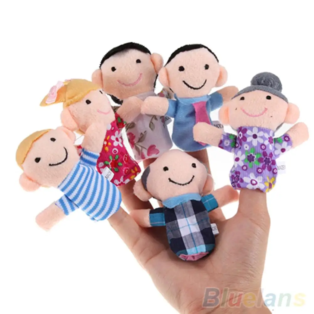6Pcs Finger Puppets Baby Kid Plush Cloth Play Game Learn Story Mini Family Educational Hand Cartoon Plush Doll Speak Story Toys
