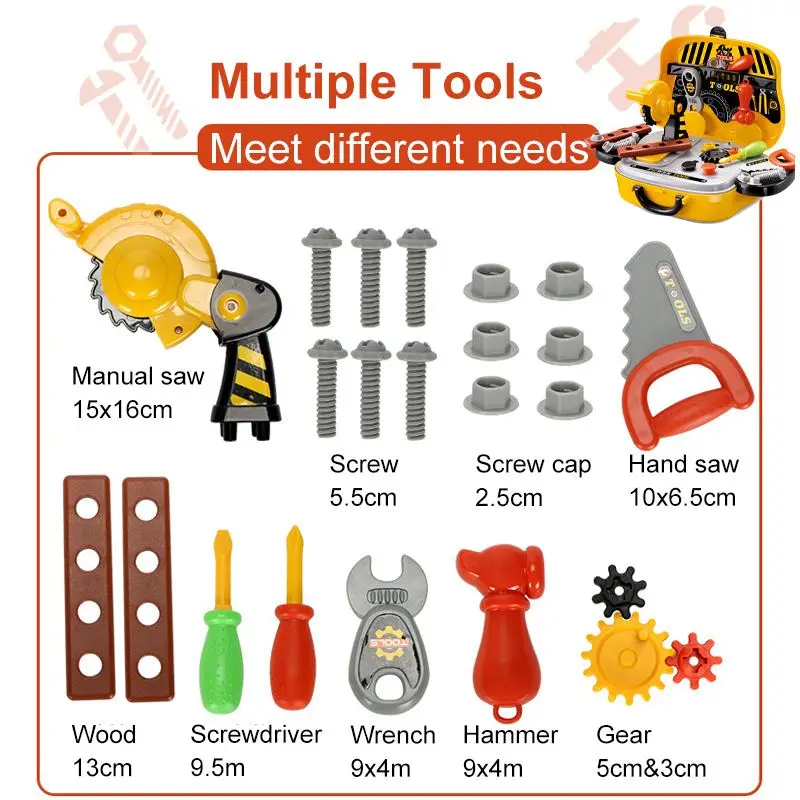 

23pcs Maintenance Tools Toys For Children Repair Tools Pretend Play Environmental Plastic Engineering Maintenance Toy Kids Gift