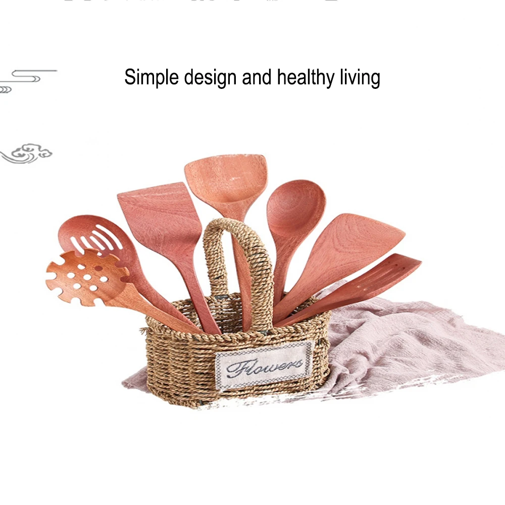 Натуральная здоровая бамбуковая деревянная кухонная шлицевая лопатка-ложка для