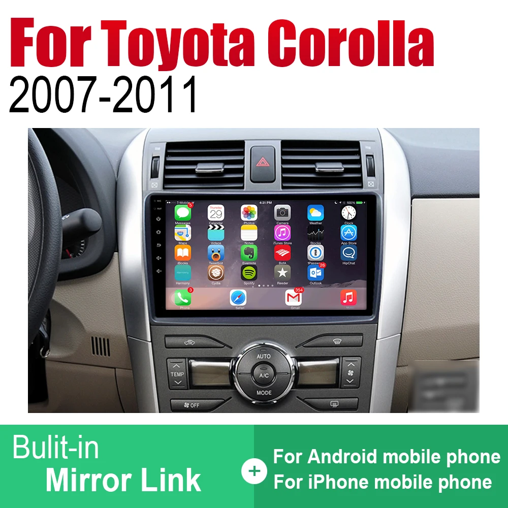 Автомагнитола для Toyota Corolla 2007 2008 2009 2010 2011 Android 2 Din автомобильный мультимедийный