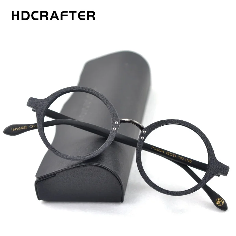 Оправа для очков HDCRAFTER мужская с круглыми деревянными прозрачными линзами