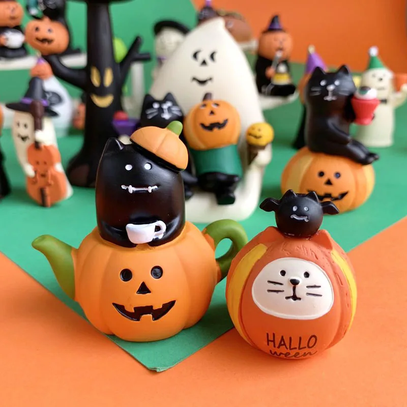 ZAKKA Halloween Series Ornament Ghost Face Ghost Pumpkin Micro Scene Decole Resin Craft Small Ornament Collection