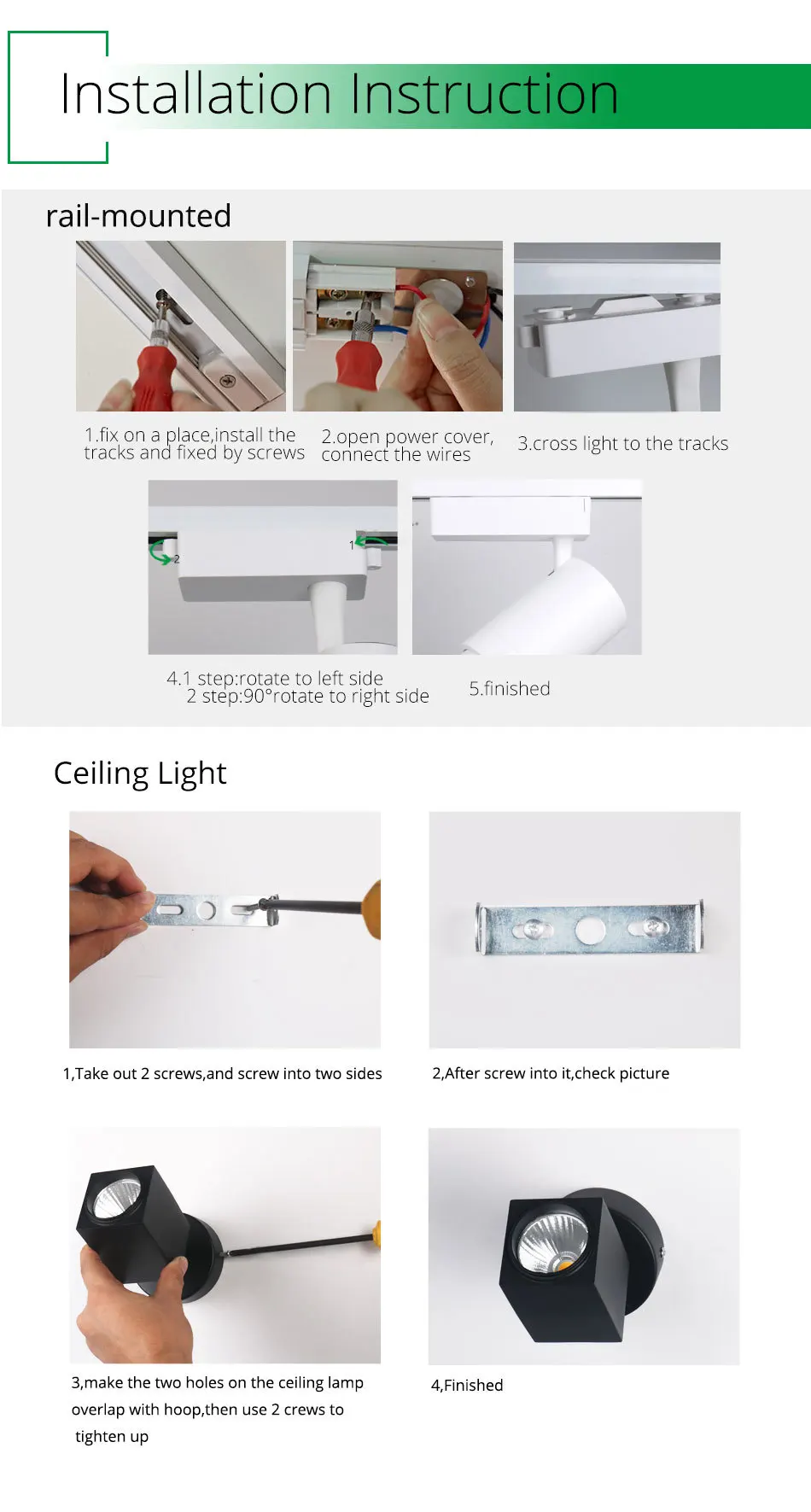 12W LED Track Light CREE Square Rail Spot Light Clothing Shoes Shop Home Kitchen Track Lighting System Spotlights Ceiling Lamps