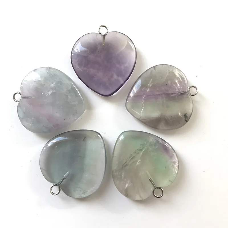 Ручной резной кулон в форме сердца Радуга Флюорит Снежинка обсидиан натуральный