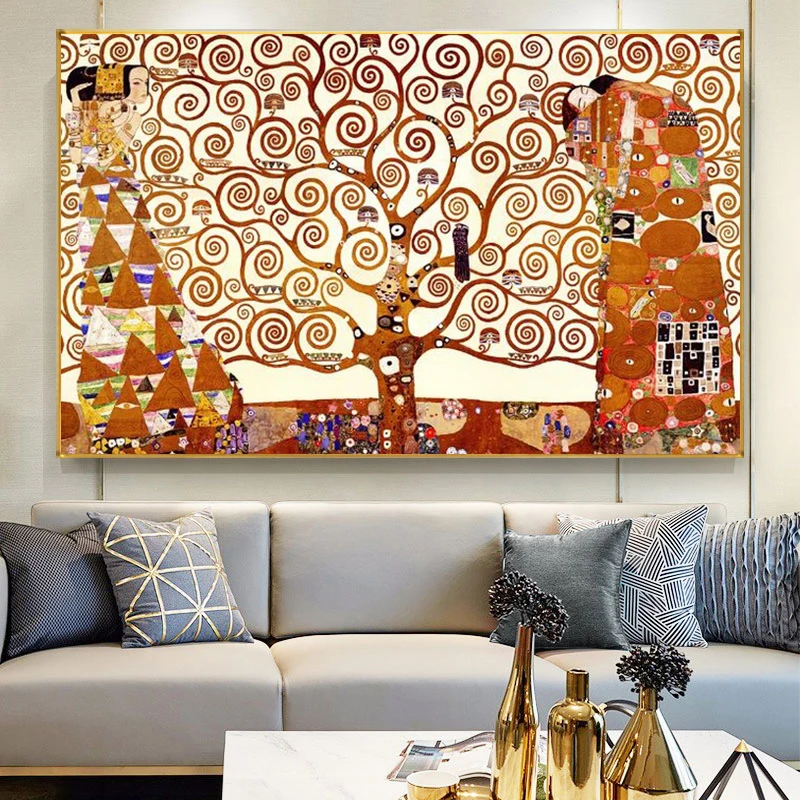 

Gustav Klimt Kiss Canvas Famous Art Paintings Print on Art Posters and Art Prints The Tree of Life By Gustav Klimt Wall Pictures