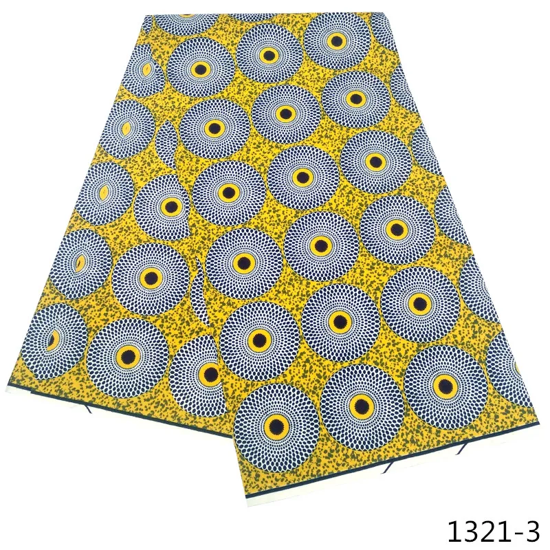 

2021 Latest Style Ankara 100% Polyester Wax Prints Fabric Real Wax High Quality 6 yards African Fabric for Party Dress 1321