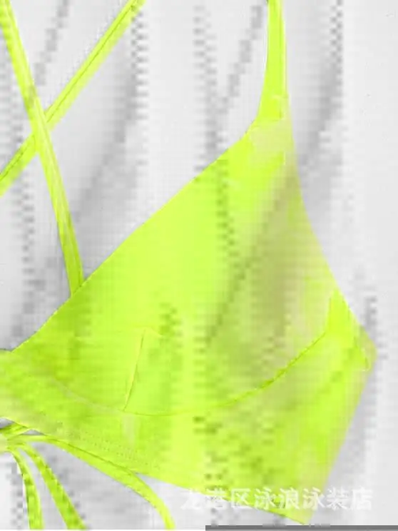 Комплект бикини для женщин с принтом и завязками купальник низкой талией