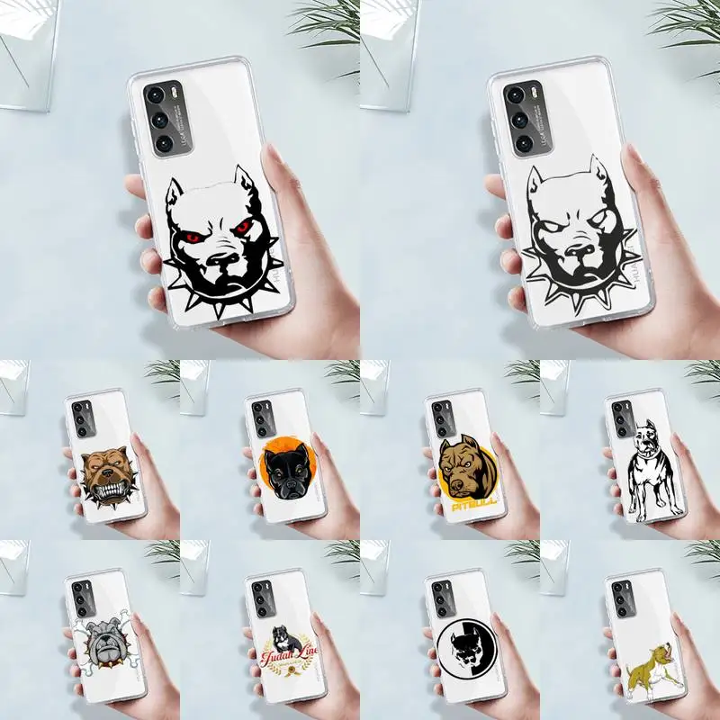 

Pit Bull Lovely Pet Dog Pitbull Phone Case Transparent For Huawei 8 7 6 5 4 3 2 pro SE i E Soft TPU Clear Mobile Bags Coque