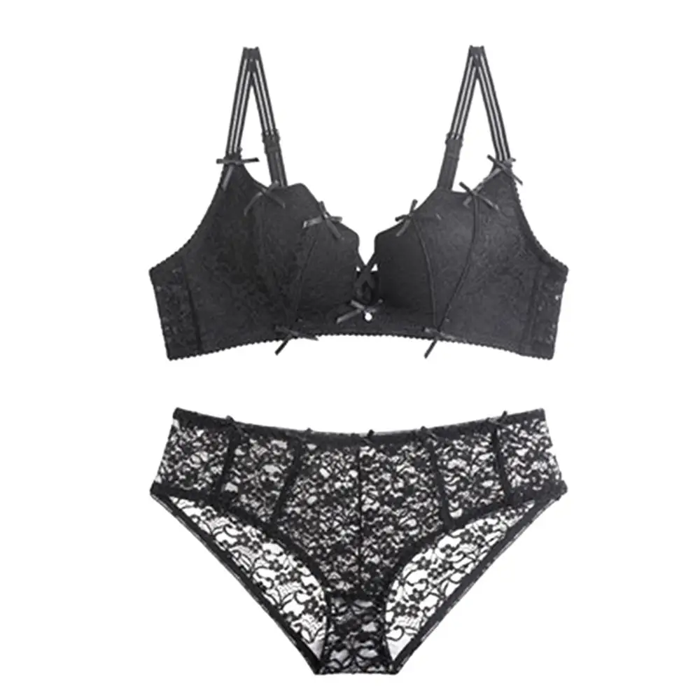 

Irene Tinnie New Top Sexy Underwear Set Push-up Bra And Panty Sets Hollow Brassiere Gather Sexy Bra Embroidery Lace Lingerie Set