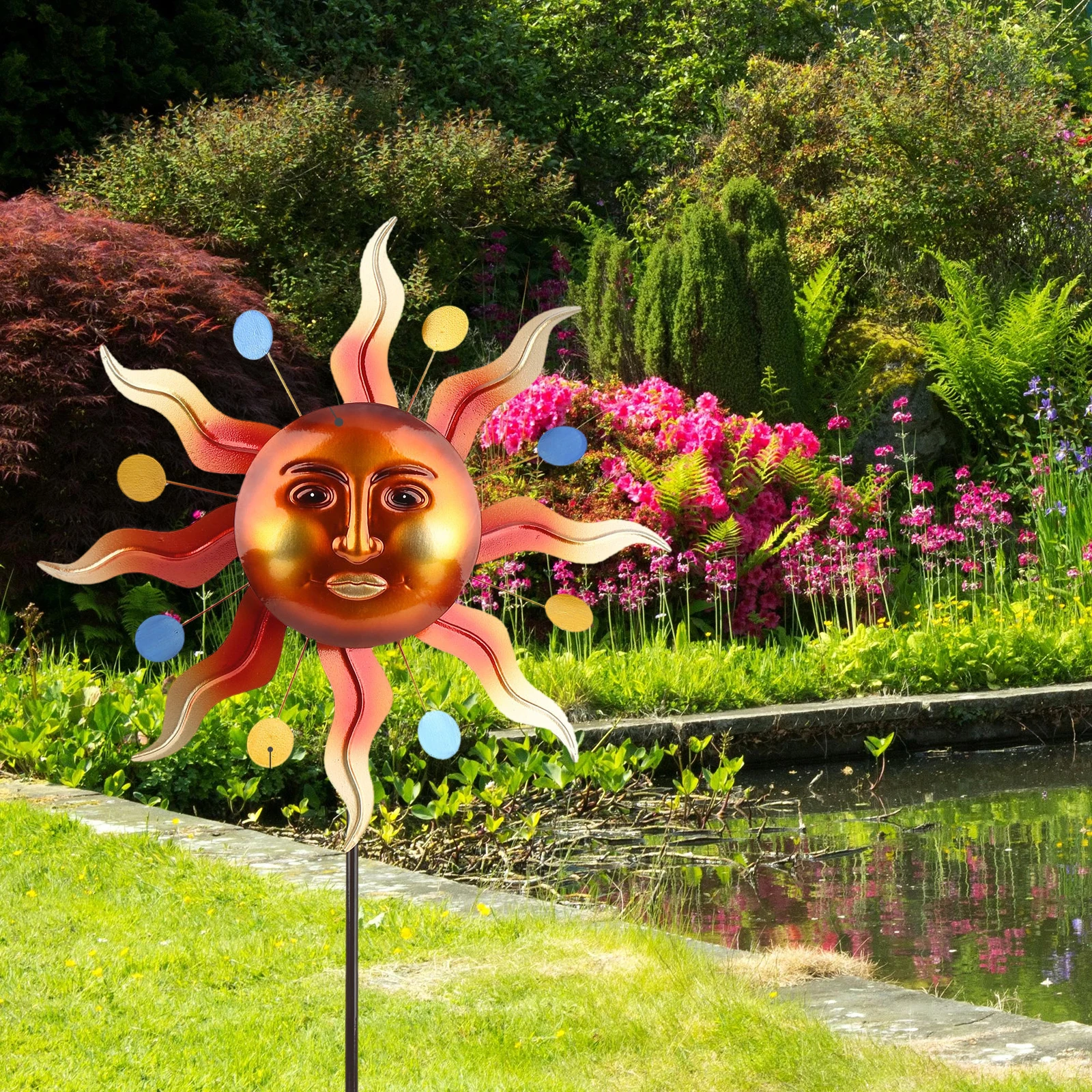 

Abstract Sun Windmill Stake Garden Yard Landscape Backyard Pathway Ornaments