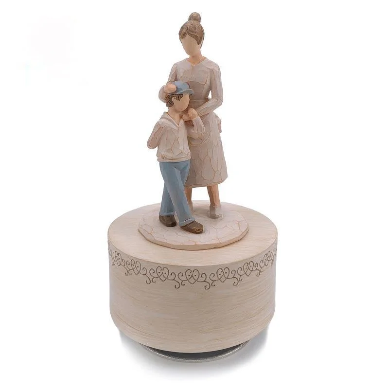 

Mother's Day gift home imitation wood resin crafts rotating ornaments music box