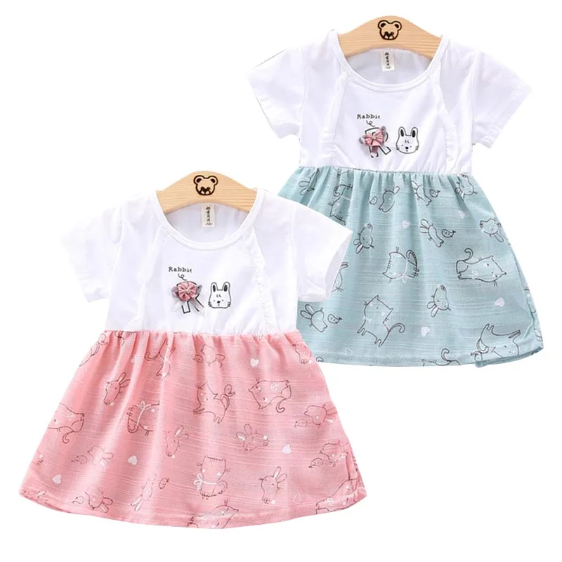 

Детское платье с мультяшным принтом, летняя новая повседневная одежда принцессы для девочек, детская вечерние, хлопковая юбка для малышей