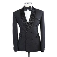 one pieces printed men suits cotton groom tuxedos lapel modern formal double breasted men coat custom made party jacket