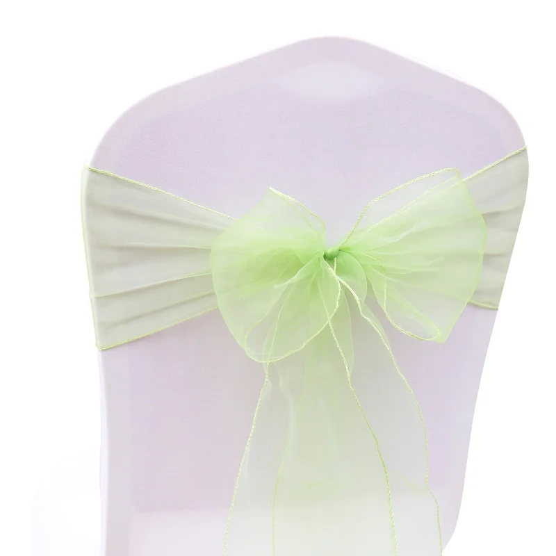 Light Green Лучшие продажи органзы стул пояса 100 шт./компл. свадебное платье из органзы стул, с закрытой пяткой, с бантом, рисунки в виде для банкета, праздника День рождения украшения - Цвет: Light Green