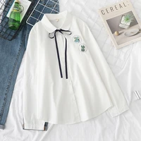 women blouses shirts tunic womens tops 2020 womenswear long sleeve clothing button up down white lace up cactus embroidery new