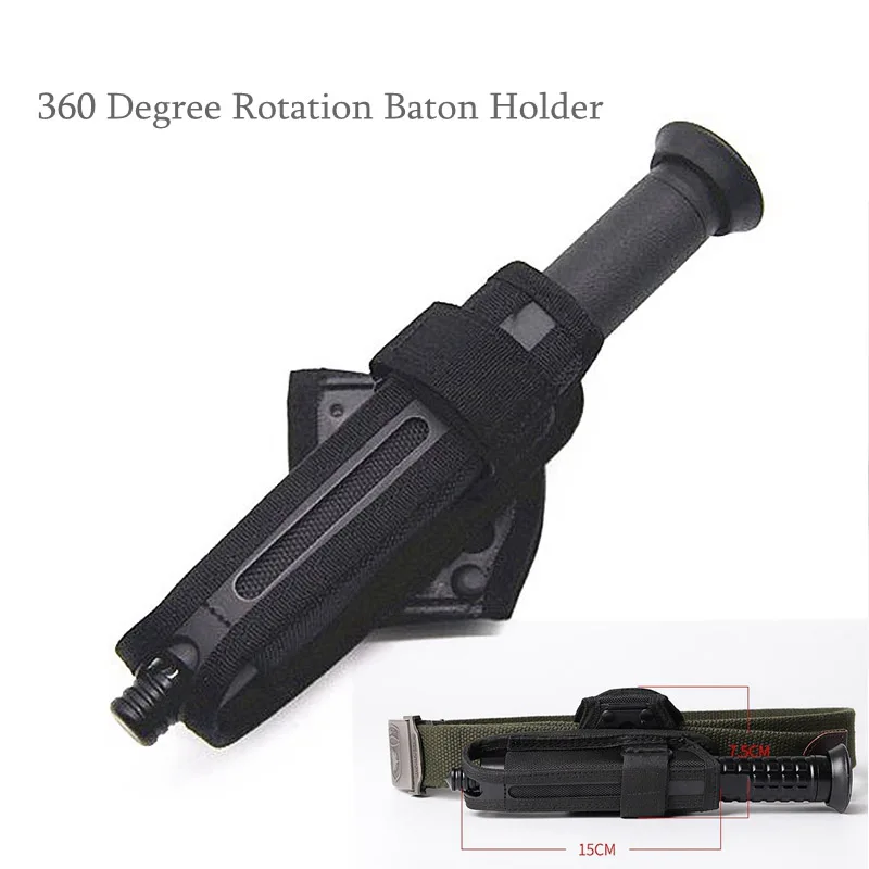 Tactical 360 Degree Rotation Baton Case Holster Flashlight Pouch Holder Bag Defense Outdoor Military Hunting Accessories