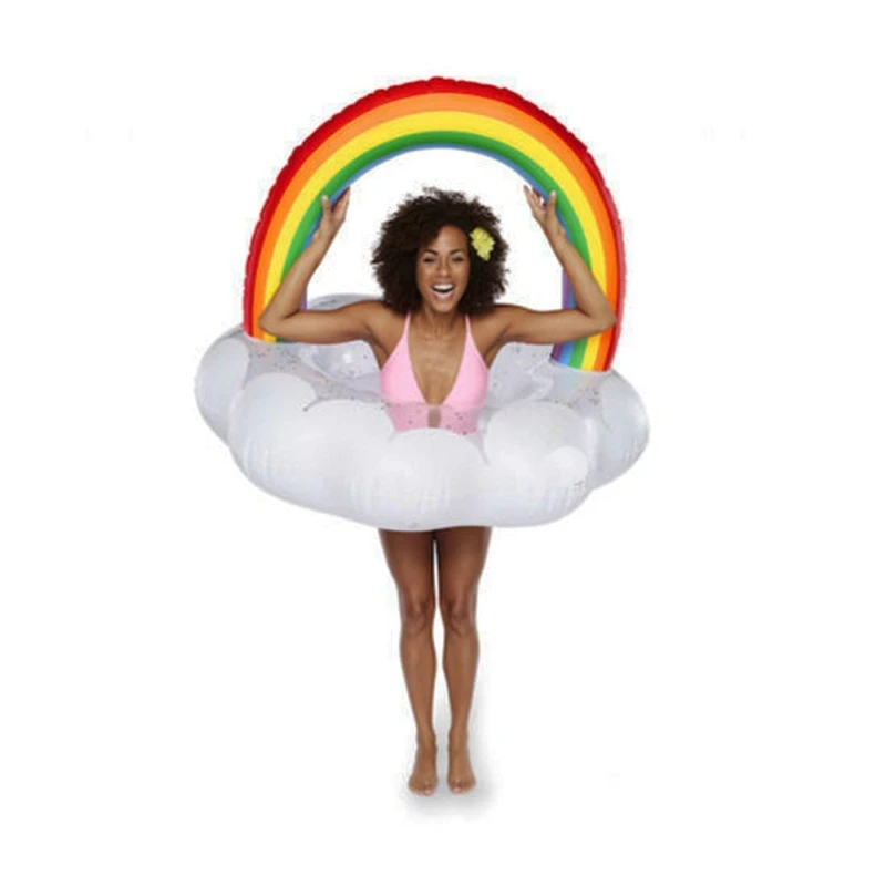 

Swim Pool Toy Beach Lifebuoy Summer Inflatable Rainbow Clouds Swimming Ring Water Fun Floating Adult Swimming Circle