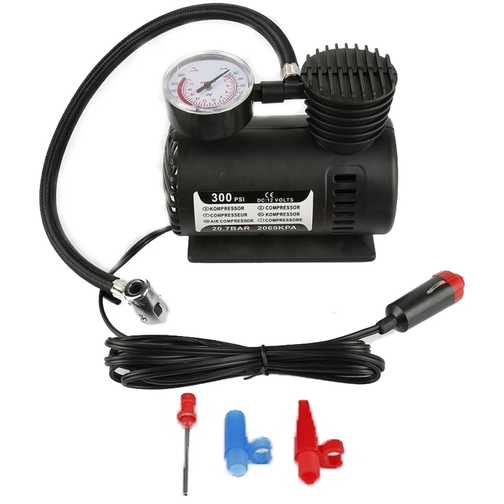 

Портативный прочный автомобильный воздушный компрессор, постоянный ток 12 В, ABS 300 PSI, универсальные Мини автоматические накачки шин, аксессу...