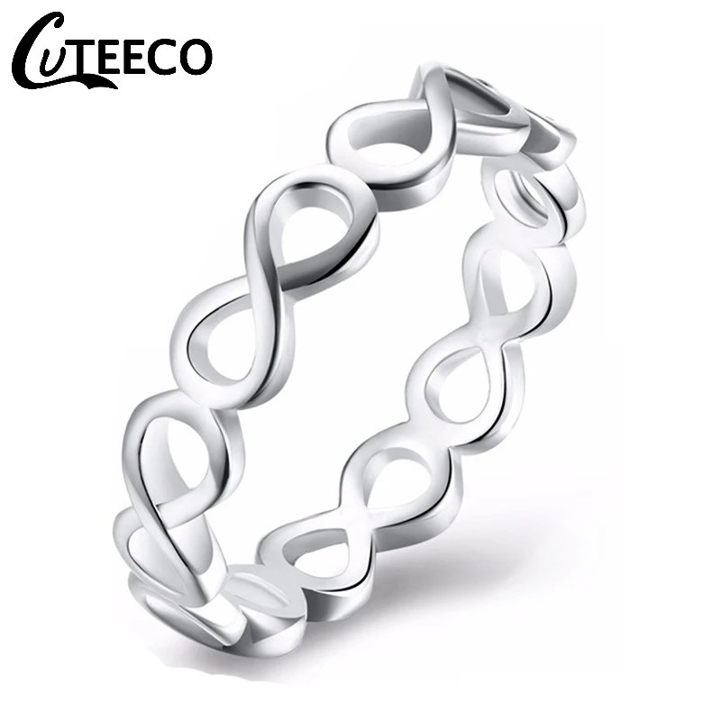 Cuteeco Новая мода вечность бесконечный любовь 8 Форма кольца для женщин обручальные