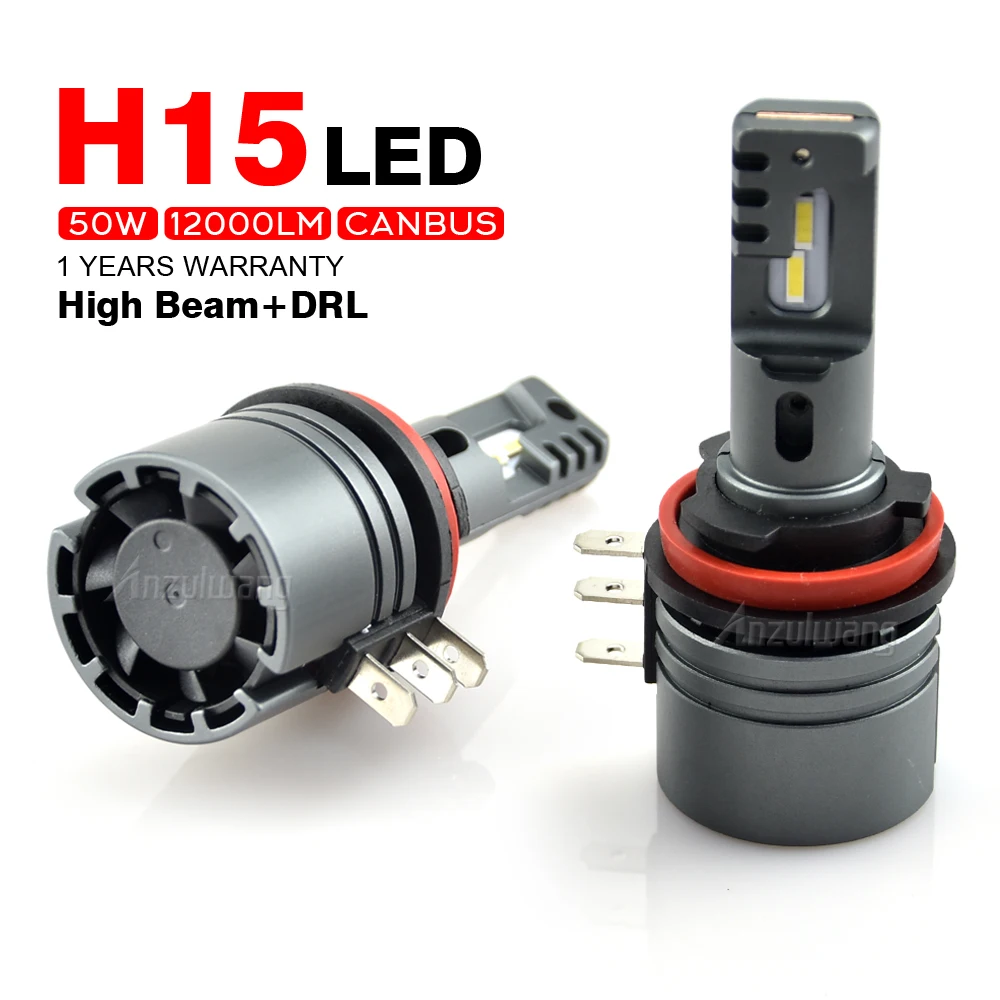 

2 шт., Автомобильные светодиодные лампы H15 Canbus 12 в 6000K лм