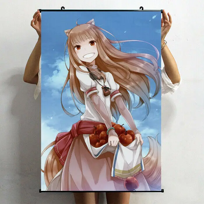 Аниме Спайс и волк Холо сексуальный косплей декор плакат стена прокрутка Otaku 60*90