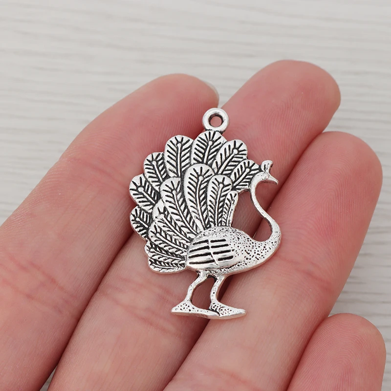 

20 x Peacock Animal Charms Pendants for Necklace Bracelet Jewelry Making Findings 35x26mm