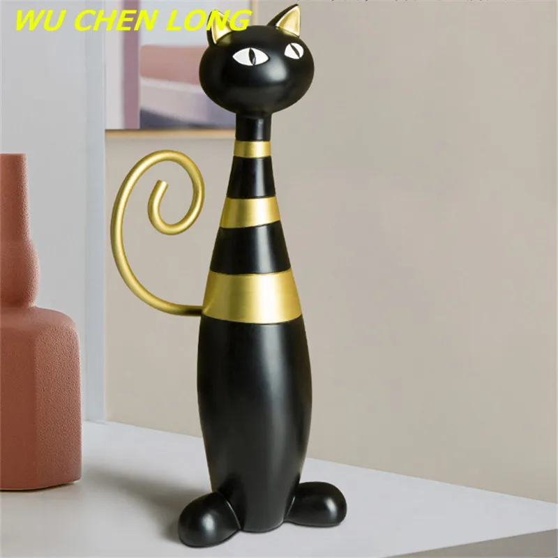 

BAO GUANG TA Modern Luxurious Cats Art Sculpture Decor Figurines Animal Lovely Cat Statues Resin Craft Home Decoration R5587
