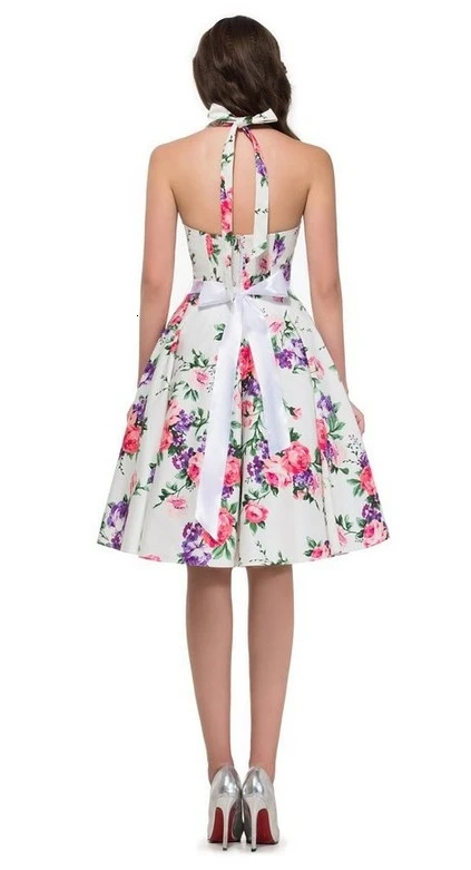 Robe Vintage Dresses 50s 60s Rockabilly Dress Audrey Hepburn Style Floral Printed Summer Retro for Women | Женская одежда