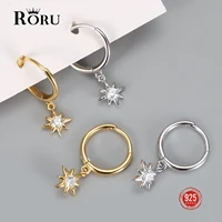s925 sterling silver earrings mini shiny star hoop earrings for women cute gold circle earrings fine jewelri