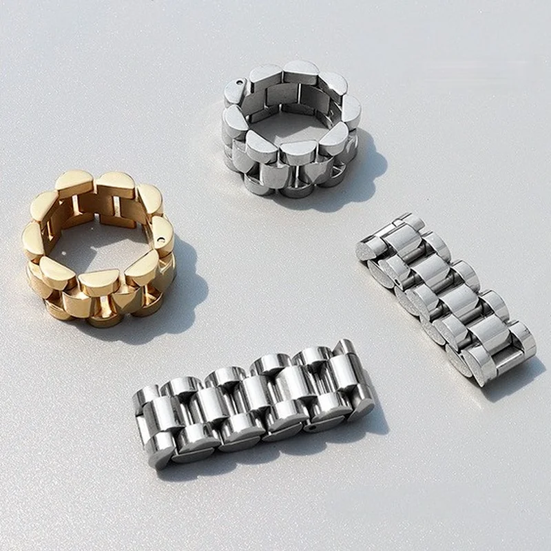 

Europe and the United States exaggerated texture heavy industrial combination of handmade titanium steel ring