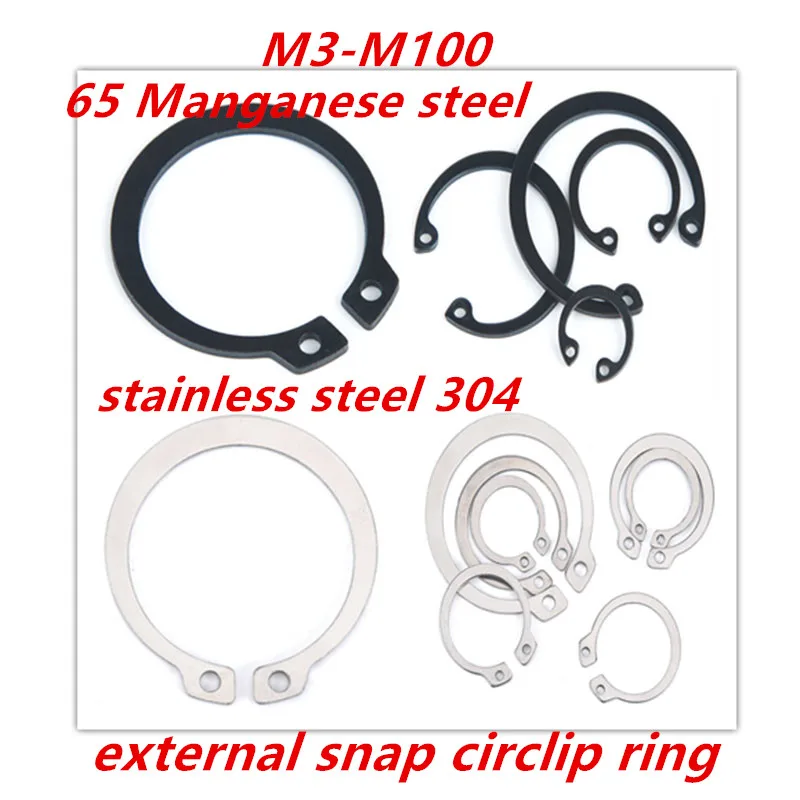 

M3-M100 stainless steel 304 65 Manganese steel hole for C-type external circlip snap washers bearing retainer elastic ring 355