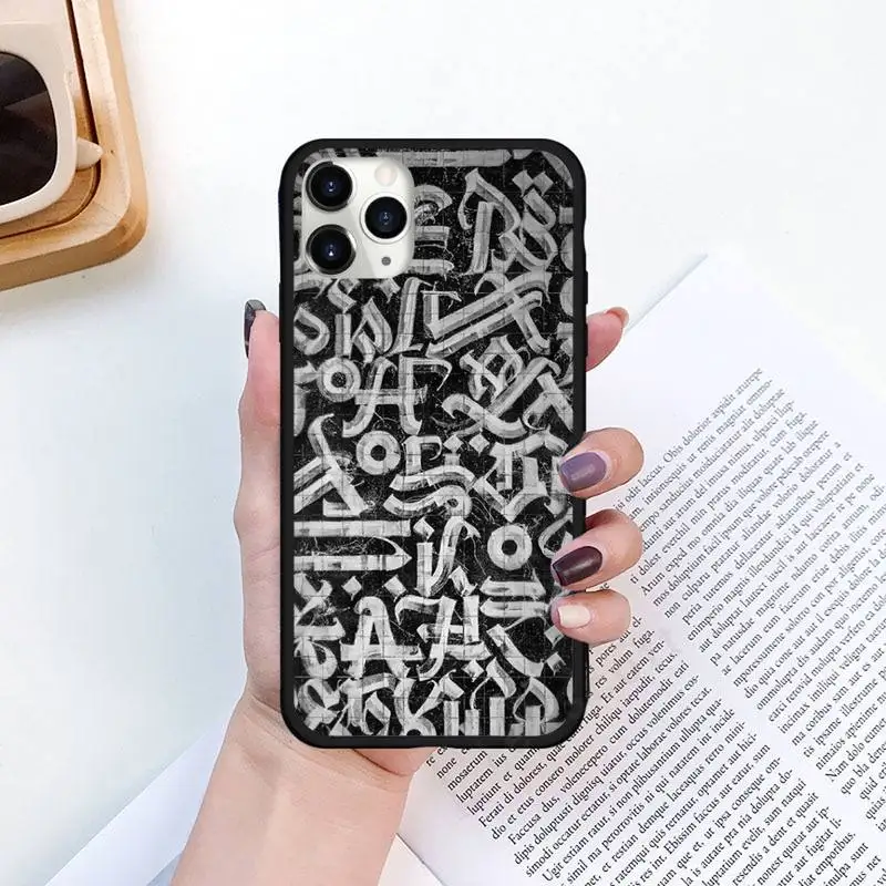 

Graffiti black fashion pattern Phone Case for iPhone 11 12 mini pro XS MAX 8 7 6 6S Plus X 5S SE 2020 XR Luxury brand shell