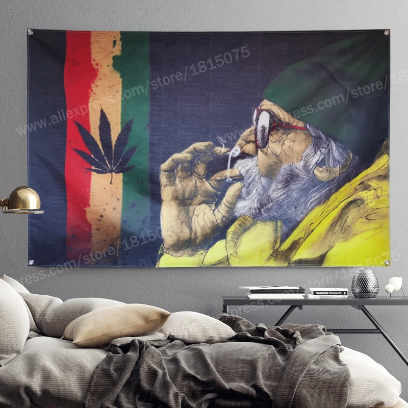 Флаг для курительных листьев баннер музыкальная рок-группа регги раста