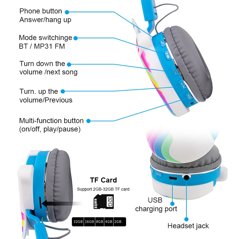 Единорог Беспроводной Bluetooth наушники с браслетом Бесплатная доставка Милая