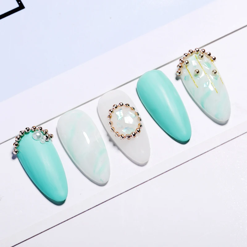 Золотой Серебряный цвет сверкающие шарики Стразы для ногтей 3D металлическая